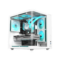 Boîtier PC Gaming MicroATX Mid-Tower en Métal Incurvé avec Ports USB Frontaux, Idéal E-Sports, Vue Panoramique Transparente, Stockage Intégré