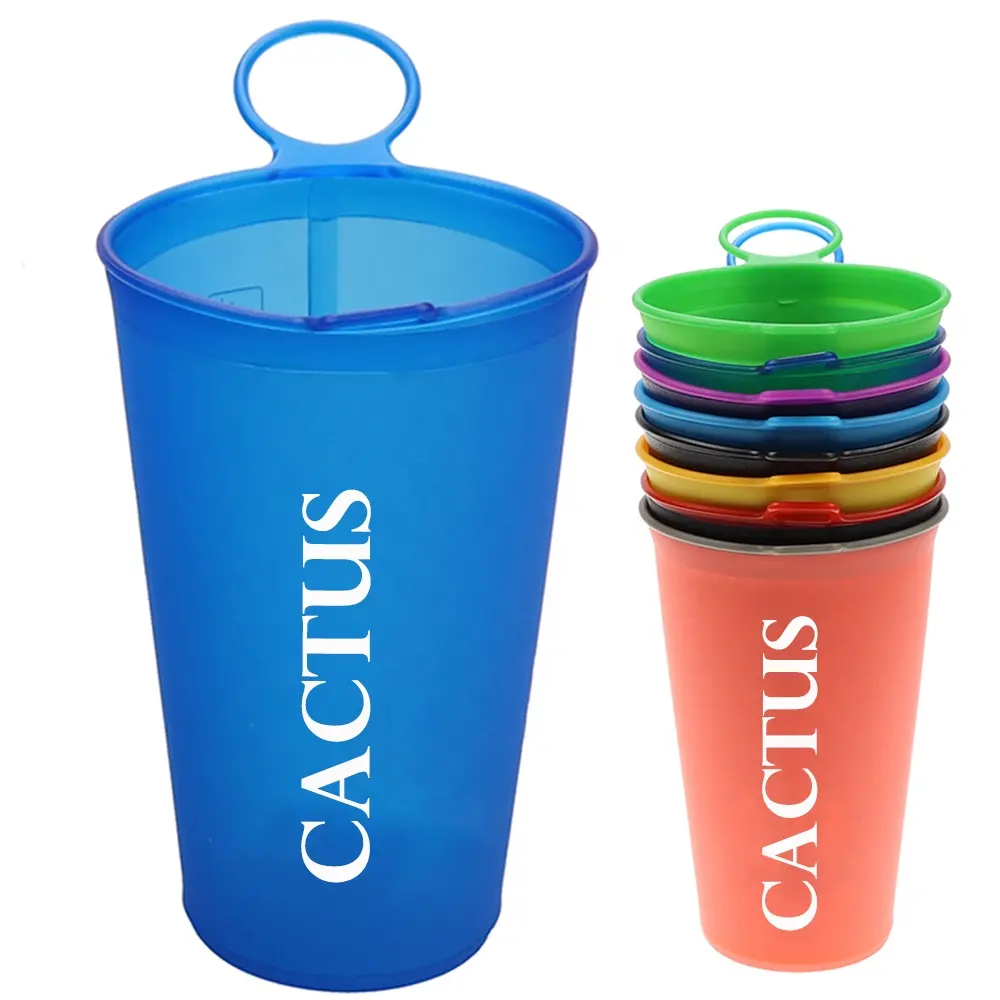 Factory customized logo food accessible grade Foldable Collapsible 7oz Soft race Running Drinking TPU silicone 200ml Water Cup