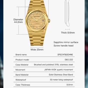 Best Selling Products VC222 Gold <b>Watches</b> for Men Ultrathin Steel Sapphire Classic 37MM Quartz <b>Watch</b> Relojes Hombre - Product Image 6
