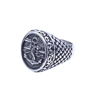 Anchor <b>Ring</b> <b>For</b> <b>Men</b> Stainless Steel Retro <b>Silver</b> Round Design Gift Jewelry 216014 - Product Image 2