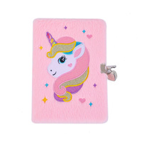 Cuaderno A5 con Estampado de Dibujos Animados para Estudiantes, con Cubierta de Tela, Lindo Diario de Unicornio con Candado, Agenda Escrita a Mano para Regalos de Niñas