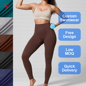Conjunto de yoga cepillado: Top deportivo ajustado de cuello redondo para mujer, leggings deportivos de alta intensidad para correr al aire libre, mallas de fitness para yoga. - Product Image 5