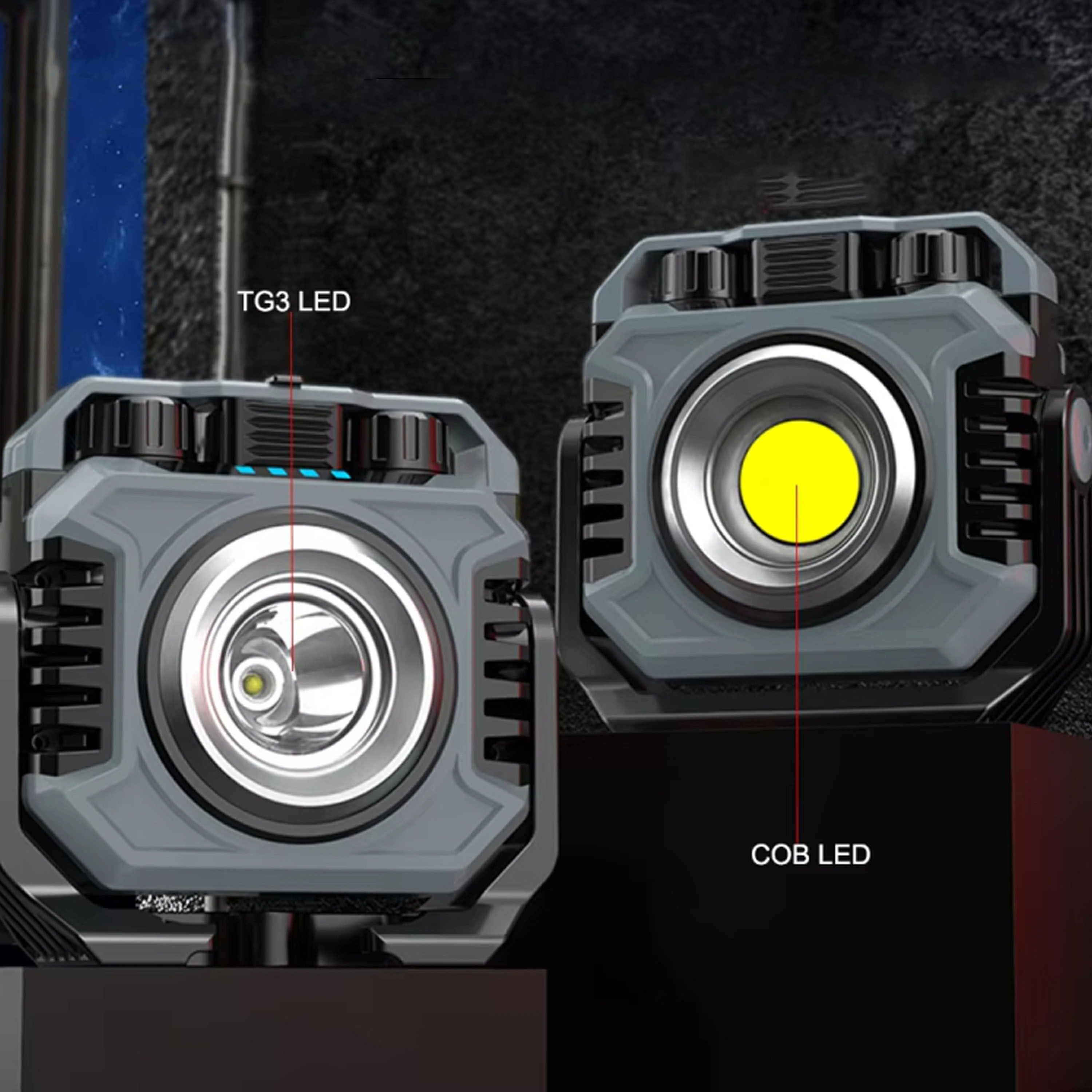 2025 Super Bright Dual Light COB TG3 Dimming Work Light Red Flashing Car Repair Magnet Portable Work Light LED Rechargeable