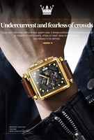 OLEVS 9925 Luxuriöse Quadratische Herren-Armbanduhr 45*41MM Zifferblatt Lederarmband Chronograph 30M Wasserdicht Quarzuhr