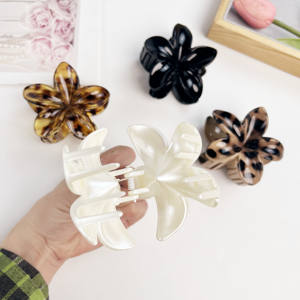 3d Effect Bloem Haarclips Luipaard Bloem Haarclips Grote Klauw Clips Voor Vrouwen Antislip Sterke Hold Voor Vrouwen - Product Image 3