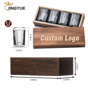 USAウェアハウスミニガラスエスプレッソテキーラショットグラス2オンスカスタムロゴ付きウッドギフトセットボックス結婚式のお土産プロモーション - Product Image 4