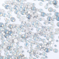 Strass pour nail art multi-tailles, 4 couleurs, en verre, effet opale, réflexion lumineuse, design de salon, strass 3D pour nail art