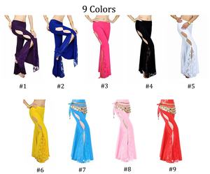 Pantaloni da Danza del Ventre da Donna con Spacco Laterale in Pizzo, Taglia Unica, Prezzo all'Ingrosso, Pantaloni a Zampa d'Elefante per Pratica e Performance - Product Image 4