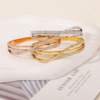Bracelets en acier inoxydable Hongtong, design croisé, style minimaliste, zircon brillant, bijoux en gros