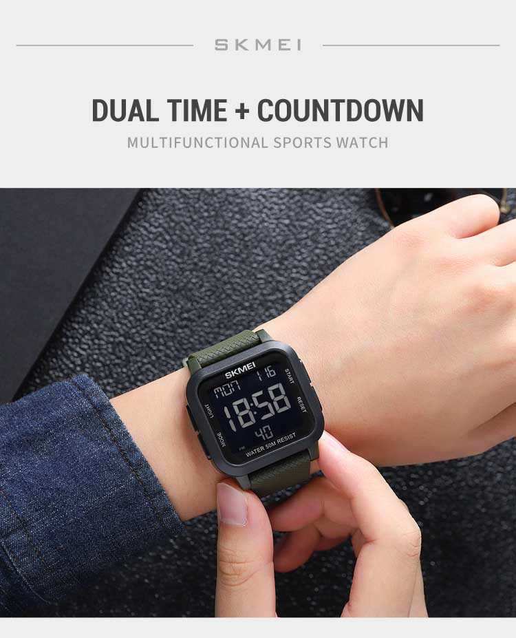 Skmei 1894 wholesale guangzhou men digital watch original PU leather band water proof Multi function character sports watch