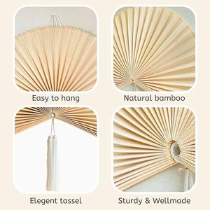 Grande Ventaglio in Bambù con Nappine, Decorazione Murale Orientale - Pedimenti Rustici per la Tua Casa - Product Image 4