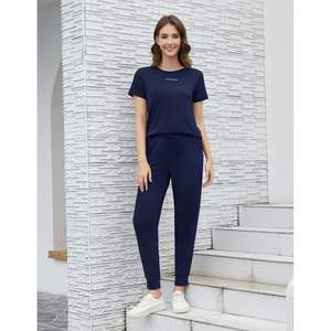 Ropa de estar por casa al por mayor con logo personalizado, conjunto de 2 piezas de algodón transpirable para mujer, ropa deportiva, conjuntos de ropa de estar para mujer, ropa de Vietnam - Product Image 1