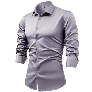 <span class=keywords><strong>Camicia</strong></span> Casual da <span class=keywords><strong>uomo</strong></span> 2025 autunno alla moda taglie forti a maniche lunghe antirughe traspirante con risvolto monopetto da lavoro Casual - Product Image 6