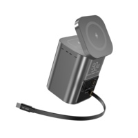 Pengisi Daya Desktop Gan 6-in-1 90w Pengisian Daya Nirkabel Ponsel Dengan Pengisi Daya Nirkabel Magnetik 15w 2 Kabel Tipe-C 65W Dapat Ditarik