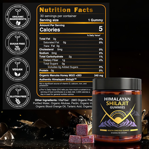 Gommose di Shilajit Biologico Premium, 30 Pezzi, Senza Zucchero, <span class=keywords><strong>Integratore</strong></span> Vegano, Supporta Digestione, Immunità e Salute Generale, OEM ODM - Product Image 4