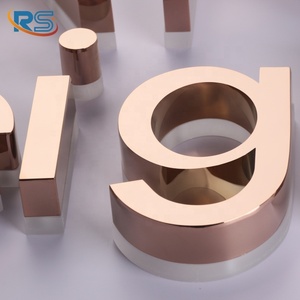 Lettres encastrées rétroéclairées en acier inoxydable 304, finition or rose, pour espaces commerciaux de luxe - Product Image 4