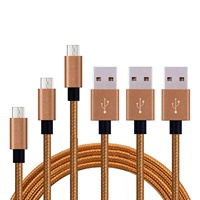 Kabel Data Pengisian Daya Mikro Nylon Kepang 3ft 6ft 10ft dengan Konektor USB