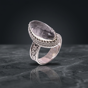 Anillo de Boda Hecho a Mano con Piedra Preciosa de Rutilo Negro Natural Certificado por IGI de Alta Calidad, Plata de Ley 925, Joyería al por Mayor de Fábrica - Product Image 2