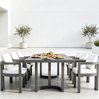 Ensemble de tables et chaises de salle à manger en aluminium pour restaurant extérieur moderne - Imperméable et résistant aux UV pour hôtel, villa, cour et banquets