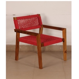 Handcrafted Woven Rope Chair with Solid Wood Frame Modern Indoor Outdoor <b>Seating</b> Furniture for Dining Room Living Room Patio - Product Image 5