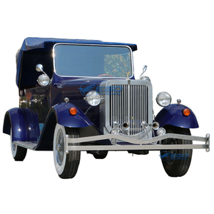 Voiture électrique rétro classique bleu roi élégante avec auvent noir, forme intemporelle, confortable et à conduite fluide - Product Image 2
