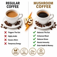 Mélange de poudre de café instantané aux champignons Lion's Mane, Reishi, Chaga, extrait de Cordyceps, fabrication OEM, marque privée, fournisseur d'usine