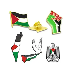 Großhandel individuelles Metall palästinensisch-freies Palästina-Aufschlag Flagge Nickelbeschichtung weicher Emaille-Reifenschlüssel