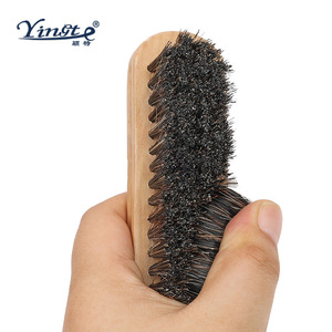Yinste Horsehair <b>Shoe</b> Brush Beech Wood Solid Wood Cleaning Brush For Leather <b>Shoe</b> Care Polishing <b>Soft</b> Bristle - Product Image 3
