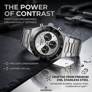 Reloj de Pulsera Cronógrafo de Cuarzo de Acero Inoxidable Personalizado OEM con Logotipo para Hombre, con Esfera de 40 mm de Diámetro y Correa de 20 mm, para Moda y Negocios - Product Image 6