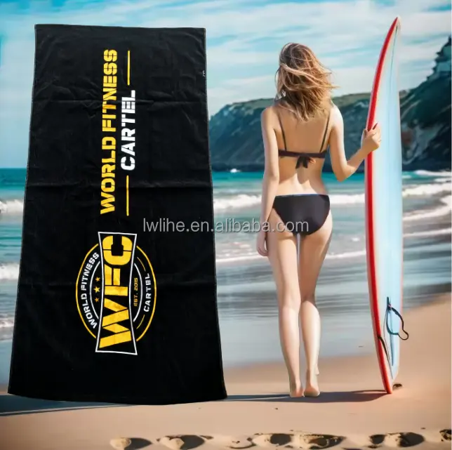 Wholesale 100% Cotton Beach Towels Custom Design Printed Large Over Sized Logo Beach Towel
