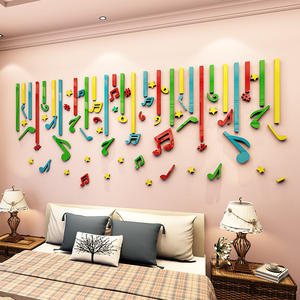 Décoration <span class=keywords><strong>de</strong></span> salle <span class=keywords><strong>de</strong></span> <span class=keywords><strong>musique</strong></span> <span class=keywords><strong>Notes</strong></span> joyeuses Autocollant mural en acrylique 3D tridimensionnel sur le thème <span class=keywords><strong>de</strong></span> la <span class=keywords><strong>musique</strong></span> - Product Image 4