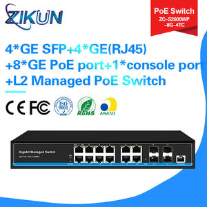 S2600WP-16G-2TS 4*GE SFP+4*GE(RJ45)+<b>8</b>*GE PoE <b>port</b>+1*console <b>port</b> +L2 Managed PoE <b>Switch</b> gepon optical fttx - Product Image 5