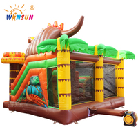WINSUN Château Gonflable Dinosaure pour Enfants, Aire de Jeu Extérieure, Combo Rebondissant en PVC, Sans Plomb, Ignifuge, Étanche, Facilement Personnalisable