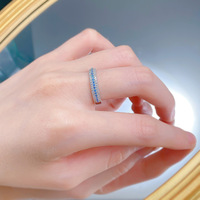Bague en argent sterling 925 avec zircone Paraiba pour femme, luxe au quotidien