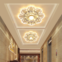 Nouveau Style petit plafond cristal lampe balcon 5W fleur forme rgb plafonniers pour couloir