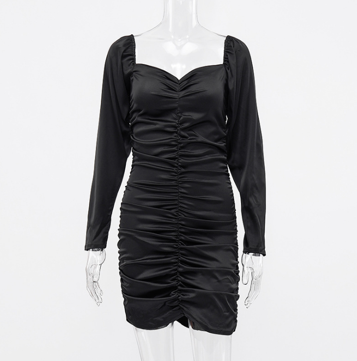 Design Elegant Fashion Women's Solid Color Sexy Girls Bodycon Dress Black Stylish Sexy Club Dress