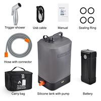 Nouvelle douche portable pour le camping et l'escalade, réservoir d'eau en PC de 16 L, recharge USB, chauffage solaire, thermomètre intégré