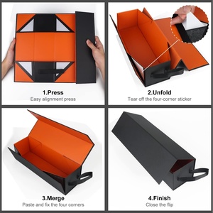Boîte à vin pliable de luxe écologique avec fermeture magnétique et design personnalisé, vente en gros - Product Image 3