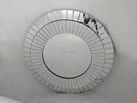 Console Miroir de Luxe en Demi-Lune, Table d'Entrée Classique avec Miroir Mural Rond pour Maison et Hôtel