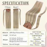 Extensions de cheveux humains 100% Ombré Brun 16-26 pouces, Queue de cheval à enrouler magique à clipser, Faite à la machine, Cheveux Remy, Lisse, Vente en gros