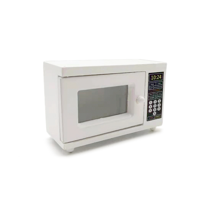 Миниатюрный Кукольный домик iland, миниатюрная посуда, микроволновая печь, материал из белого дерева HC015B