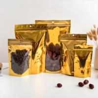 Sacs d'emballage alimentaire en gros dorés, réutilisables, pour aliments, thé, collations et noix