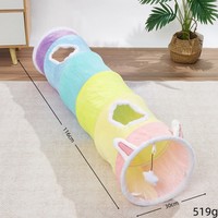 Tunnel pliable en flanelle arc-en-ciel pour chat, design interactif, tube de jeu pour chat, jouet baguette de chat, tunnel pliable pour animaux de compagnie, fourni par l'usine
