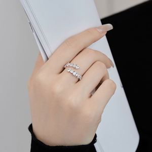 Dylam <b>Dainty</b> S925 Silver Rhodium 18K Gold Plated Non Tarnish Adjustable Twisted 5A Cubic Zirconia Dress up Jewelry Open <b>Rings</b> - Product Image 3