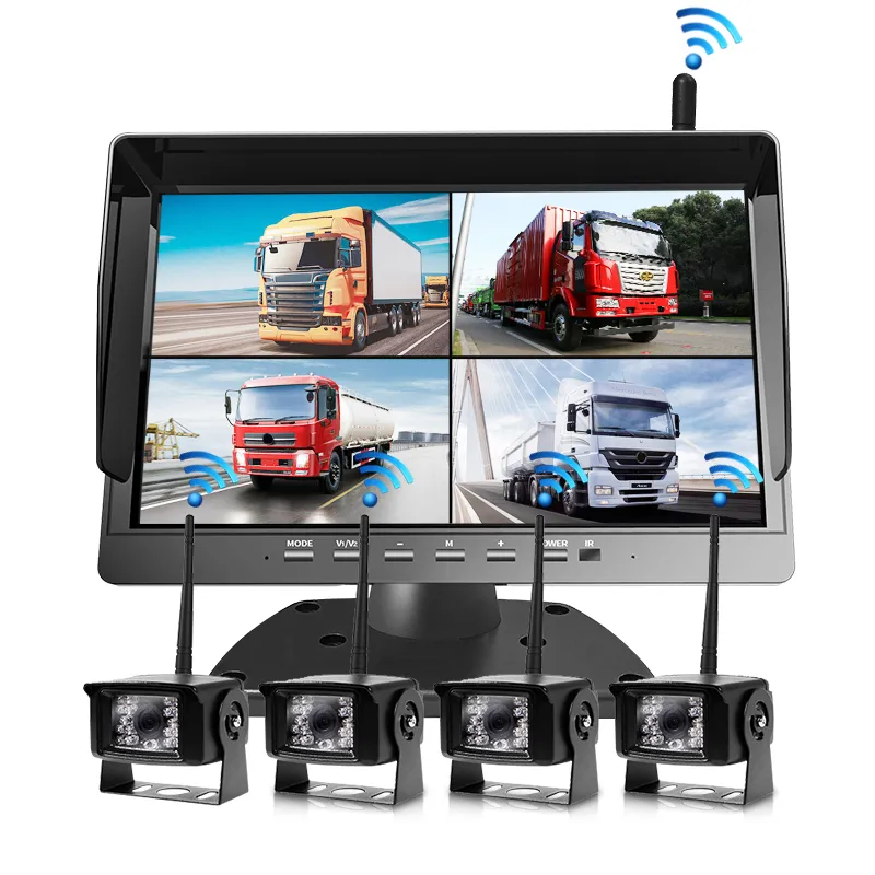 Caméra de recul IR Night Vision avec écran d'affichage IPS de 10.1 pouces Système de caméra de surveillance sans fil pour camions Trailer Bus