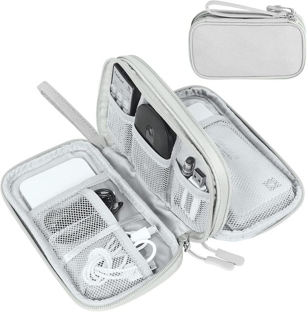 Double Layer Tech Accessories Pouch Bag Waterproof Electronics Travel Organizer All-in-One Storage Bag for Cable , Charger