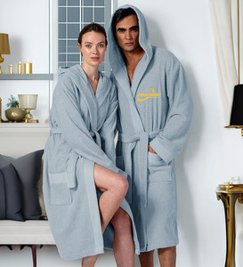 Xiaoxu personalizzato Logo di lusso doppio strato accappatoio peluche foderato in microfibra Spa abito per gli uomini e le donne - Product Image 3