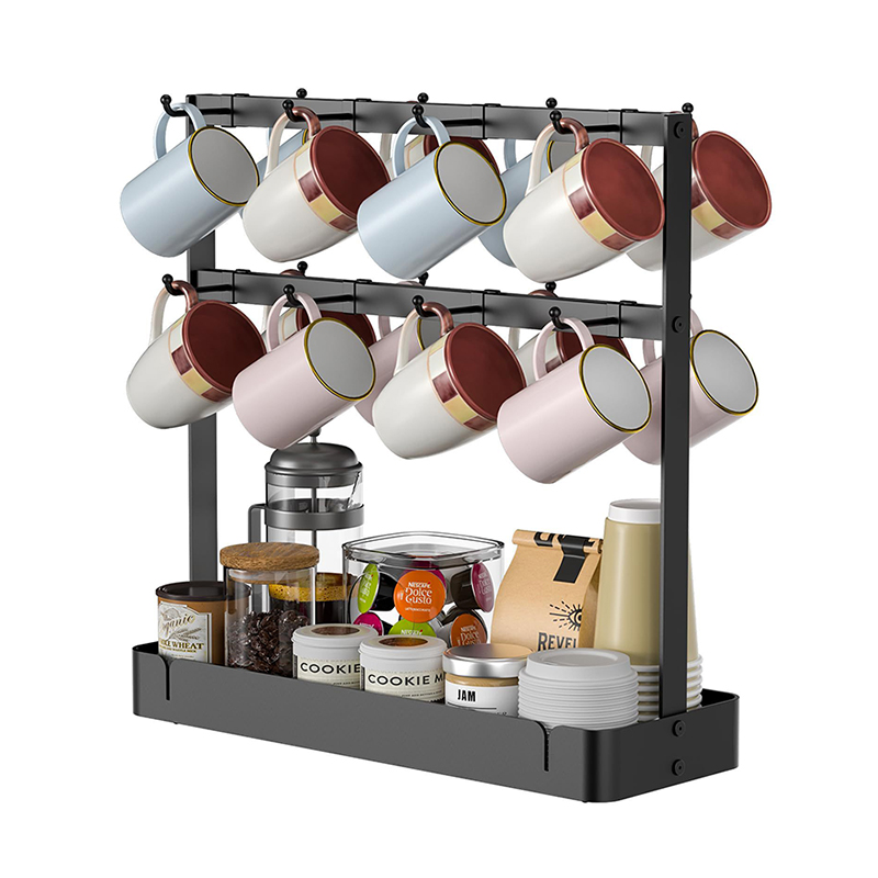 OWNSWING Coffee Mug Holder for Countertop Large Capacity Cup Holder Rustproof Mug Tree Holder Rack with Storage Base