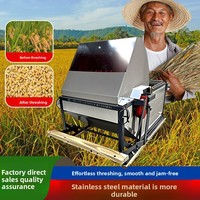 Décortiqueuse à riz portable légère à pédale, batteuse manuelle à pied pour céréales et blé, idéale pour l'agriculture à petite échelle
