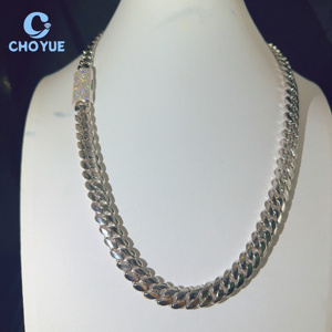 Cadena cubana de eslabones Miami de 12 mm de plata de ley 925 con diamantes de moissanita VVS, estilo hip hop, joyería lisa - Product Image 6